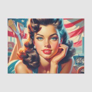 Papel De Seda Chica estadounidense retro bello