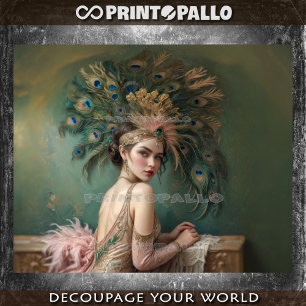 Papel De Seda Chica flapper en 1920 con sombrero de plumas de pa