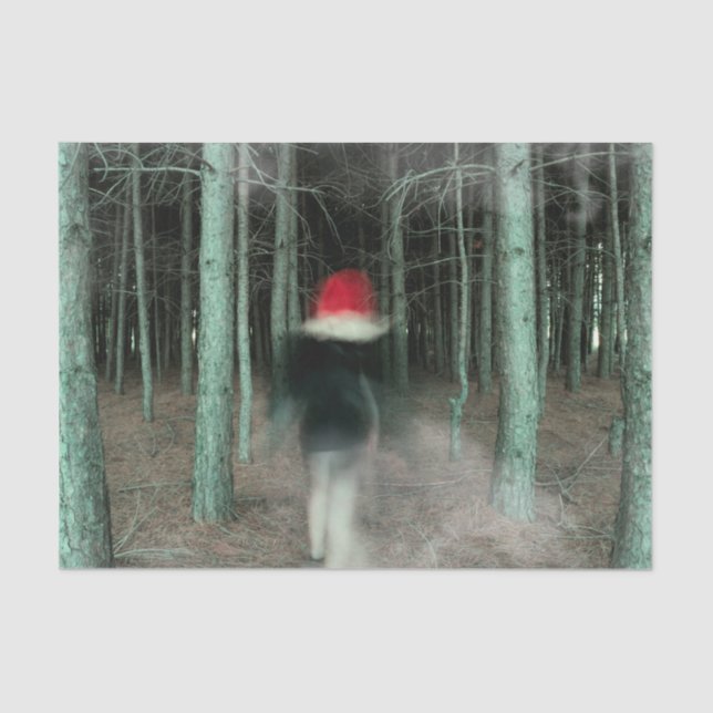 Papel De Seda Chica Gótica Bosque Negro Rojo Moderno (Anverso)