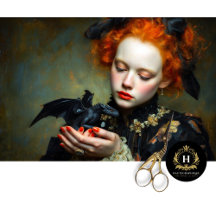 Chica gótica con bebe Dragón negro deslucir arte