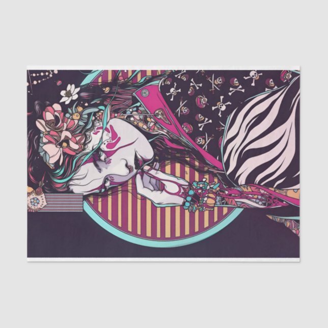 Papel De Seda Chica japonés florece en el pelo (Anverso)