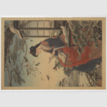 Chica japonés tradicional de madera con libro