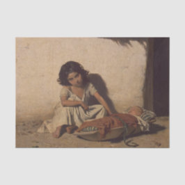 Papel De Seda Chica joven con un bebé (niños pobres de la calle)