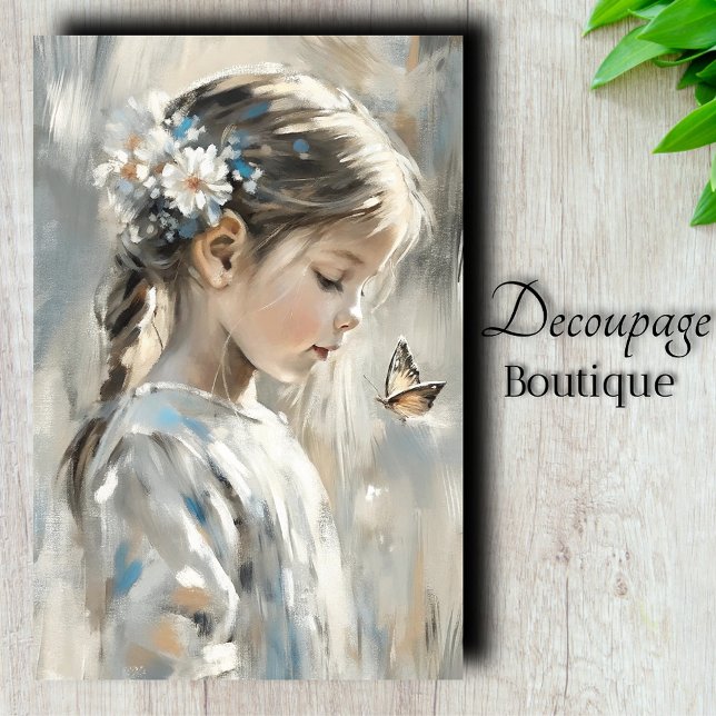 Papel De Seda Chica Mariposa Daisy Decoupage (Daisy Butterfly Girl Decoupage Tissue Paper)