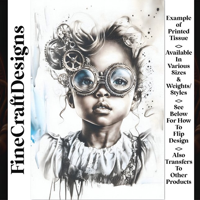 Papel De Seda Chica Monocromo Brillante En Goggles W7 Decoupage (Subido por el creador)