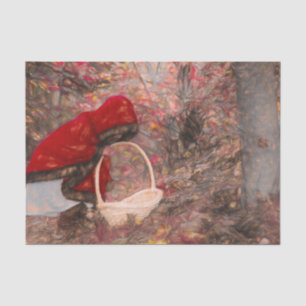 Papel De Seda Chica Otoñal Vintage con capa roja Arte forestal