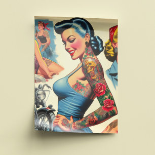 Papel De Seda Chica Pin-up Tatuada Vintage
