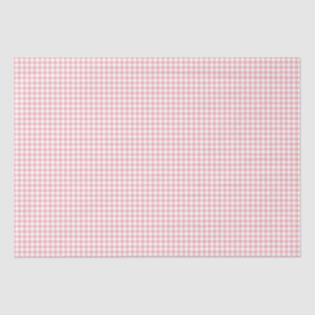 Papel De Seda Chica Pink White Gingham Check Birthday Baby Showe (Anverso)
