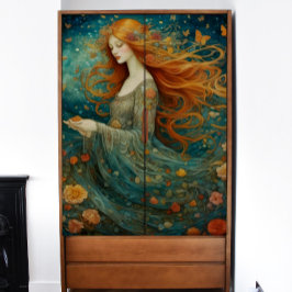 Papel De Seda Chica Red-Haired con desenlace de flores