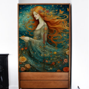 Papel De Seda Chica Red-Haired con desenlace de flores