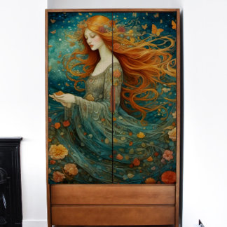 Papel De Seda Chica Red-Haired con desenlace de flores