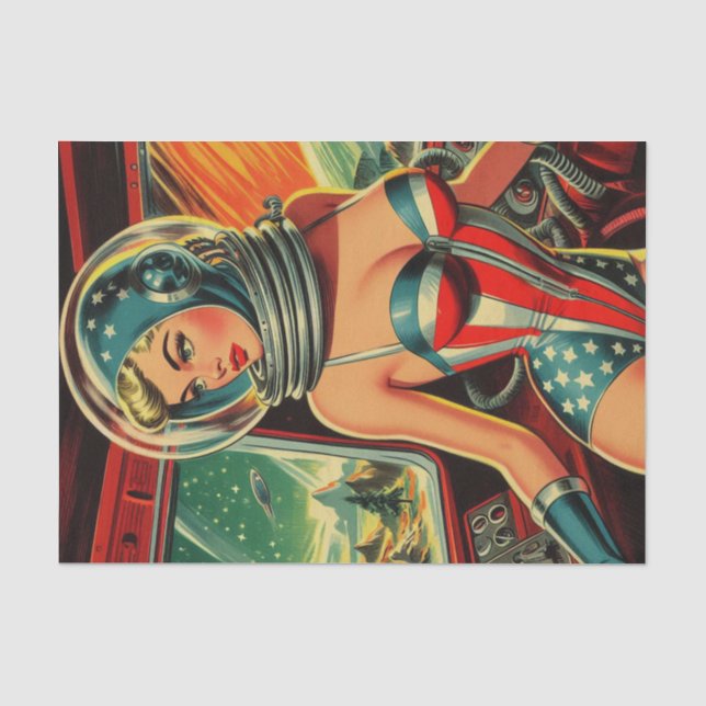 Papel De Seda Chica retro astronauta (Anverso)