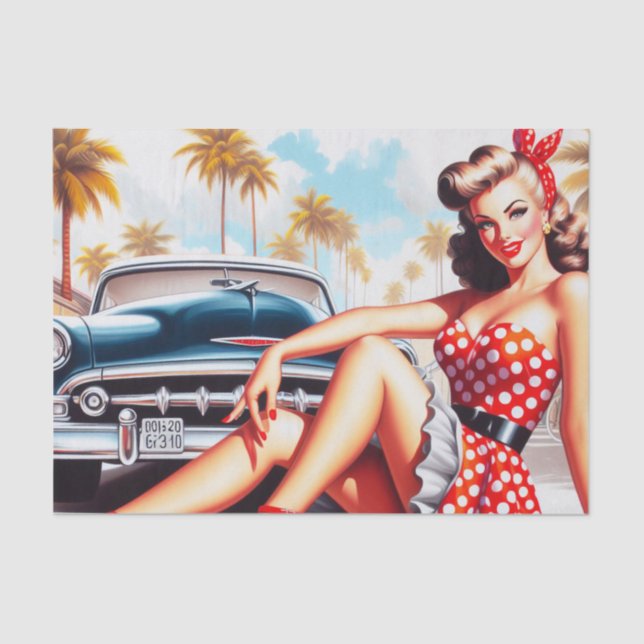 Papel De Seda Chica Retro Clásico Pin Up (Anverso)