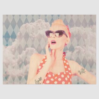 Papel De Seda Chica retro estilo clouds Pin Up