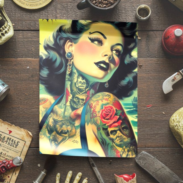 Papel De Seda Chica Retro Gótica Pin-up (Subido por el creador)
