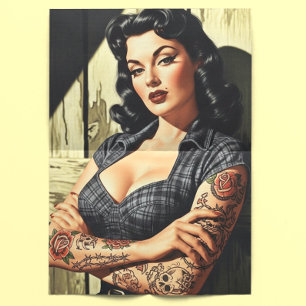 Papel De Seda Chica Retro Tatuada