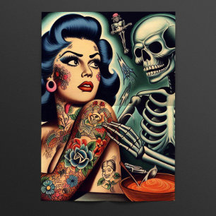 Papel De Seda Chica Retro Tatuada Siniestra