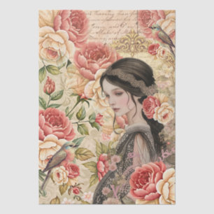 Papel De Seda Chica Romántica Elegante Fantasía Floral Francesa