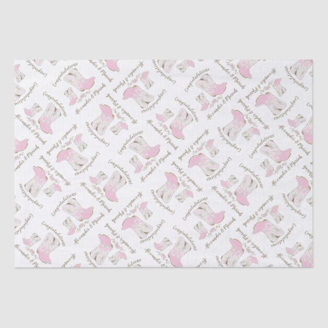Papel De Seda Chica rosa occidental del país Baby Shower rural d (Anverso)