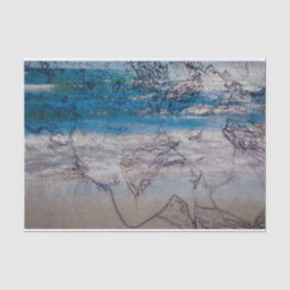 Papel De Seda Chica Sirenita Olas del Océano Blanco Azul