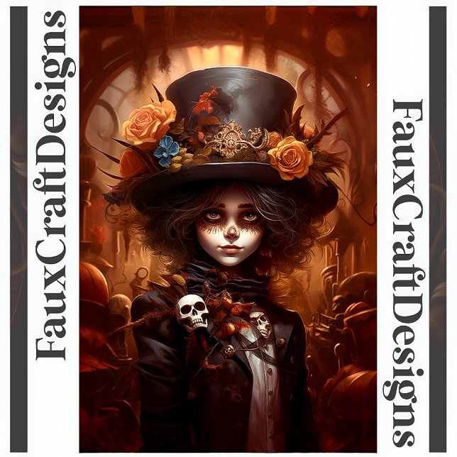 Papel De Seda Chica Steampunk Día de Muertos Decoupage Derecha 1 (Subido por el creador)