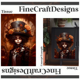 Papel De Seda Chica Steampunk Día de Muertos Decoupage Izquierda