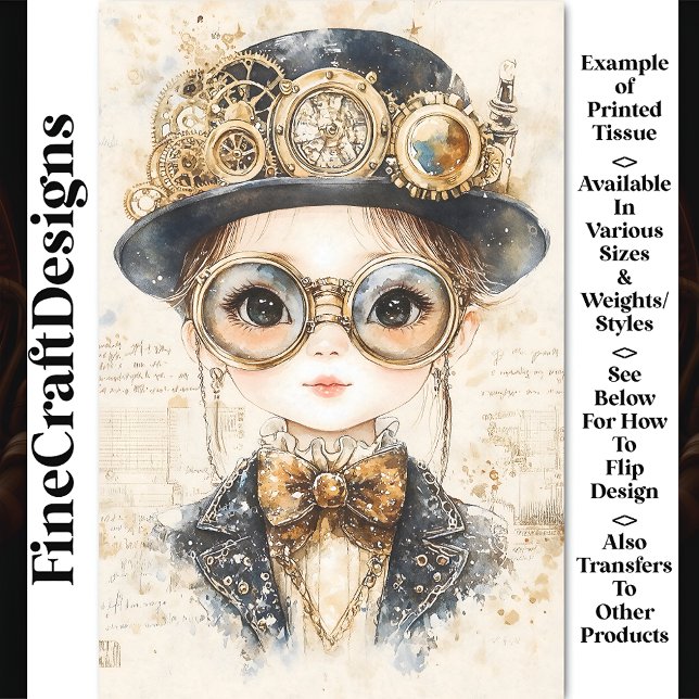 Papel De Seda Chica Steampunk, Ojos Negros, Pajarita BH7 Decoupa (Subido por el creador)