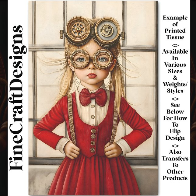 Papel De Seda Chica Steampunk Rubia y Monada con Decoupage Rojo  (Subido por el creador)