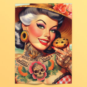 Papel De Seda Chica Tatuada de Verano Pinup Adorable