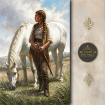 Chica Trenzada Con Decoupage De Pradera De Caballo