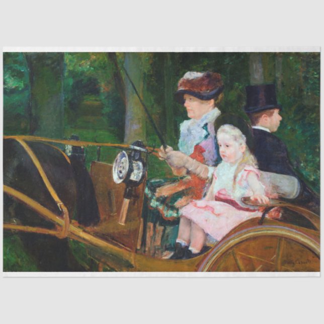 Papel De Seda Chica viajando en carro, Mary Cassatt (Anverso)