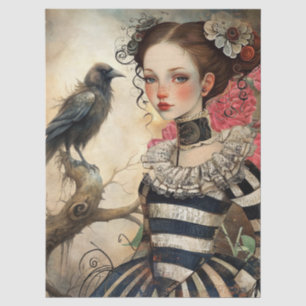 Papel De Seda Chica victoriana gótica iluminada por la luna y fa
