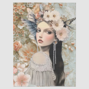 Papel De Seda Chica Victoriana Romántica y Florales Vintage en P