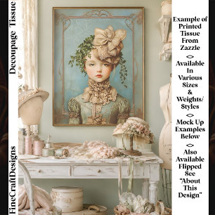 Papel De Seda Chica Victoriana Shabby Chic Enmarcado Decoupage F