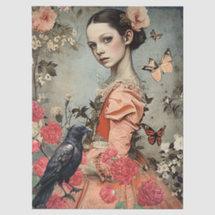 Papel De Seda Chica Victoriana Vintage Cuervo y Rosas de Col Lom