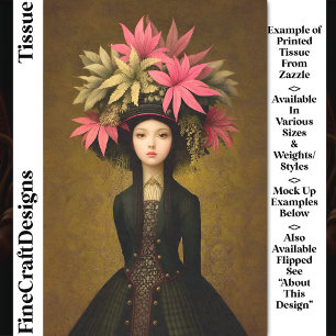 Papel De Seda Chica victoriano, gran Gorra floral DK5L Decoupage