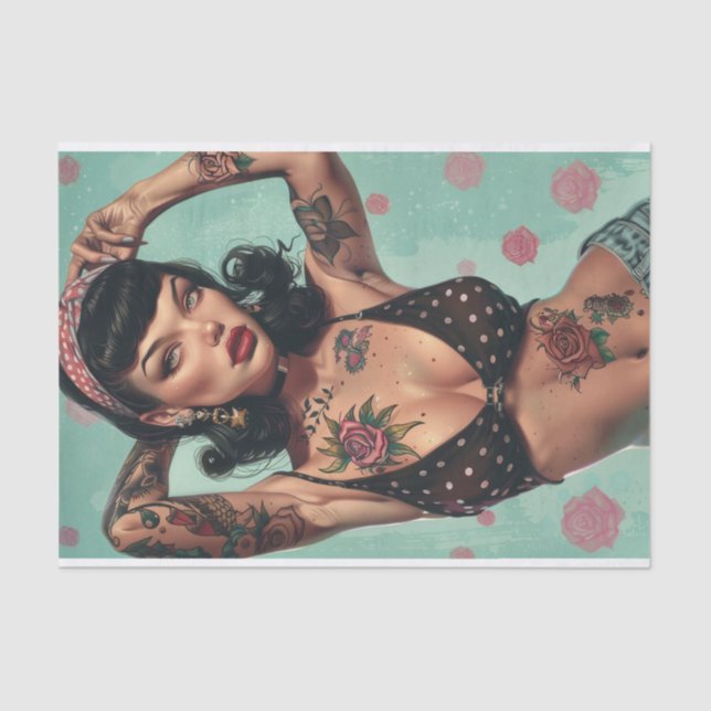 Papel De Seda Chica Vintage Pin Up (Anverso)