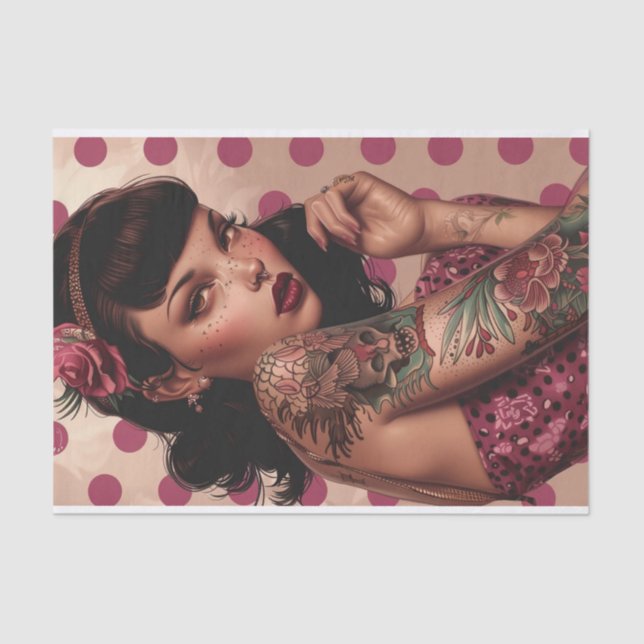 Papel De Seda Chica Vintage Pin Up3 (Anverso)