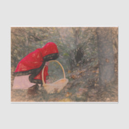 Papel De Seda Chica Vintage Red Cape Autumn Forest Sketch Art