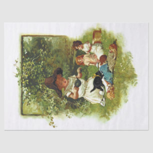 Papel De Seda Chica Vintage Y Cálido En La Decoración Del Jardín