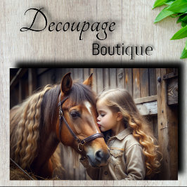 Papel De Seda Chica y Caballo Besándose Decoupage