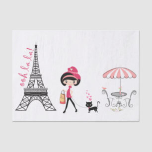 Papel De Seda Chica y Cat Eiffel Tower París