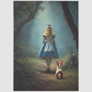 Papel De Seda Chica y conejo blanco del bosque encantado decoupa