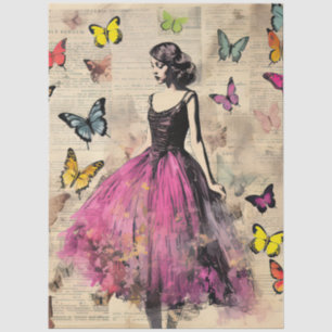 Papel De Seda Chica y mariposas de inspiración vintage de gran t