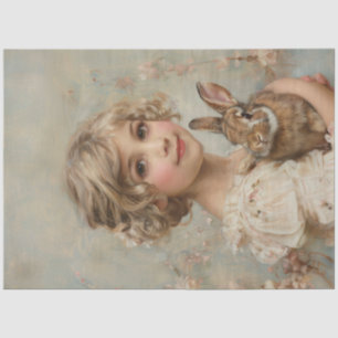 Papel De Seda Chica y su conejo decoupage de pintura vintage