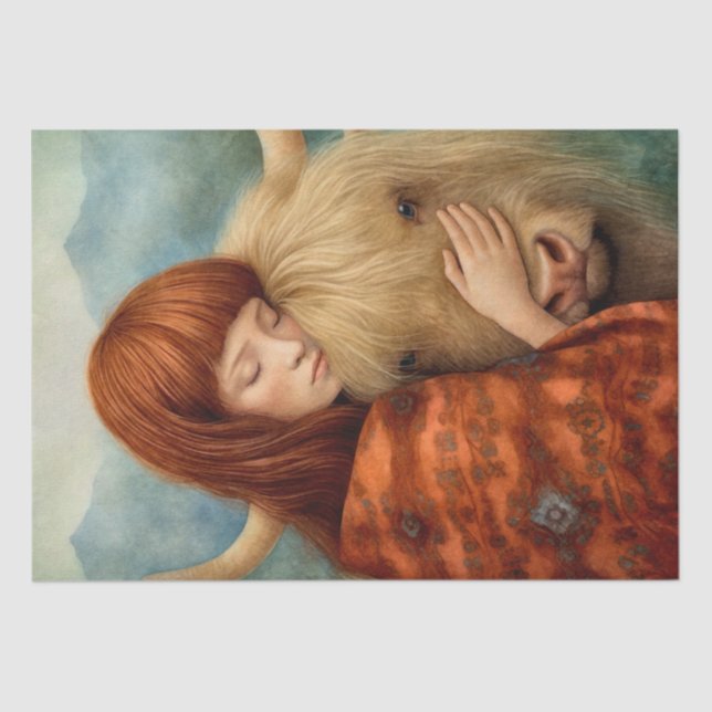 Papel De Seda Chica Y Vaca Highland De Escocia (Anverso)