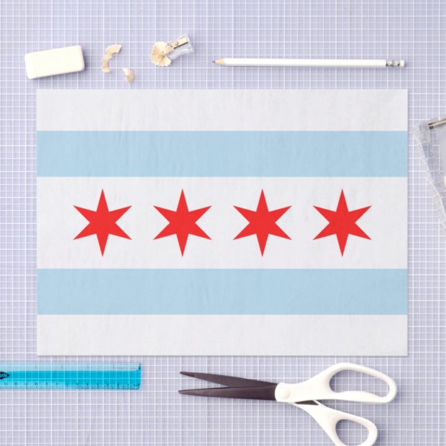 Papel De Seda Chicago tissue paper, Chicago Flag tissue paper (Artesanía)