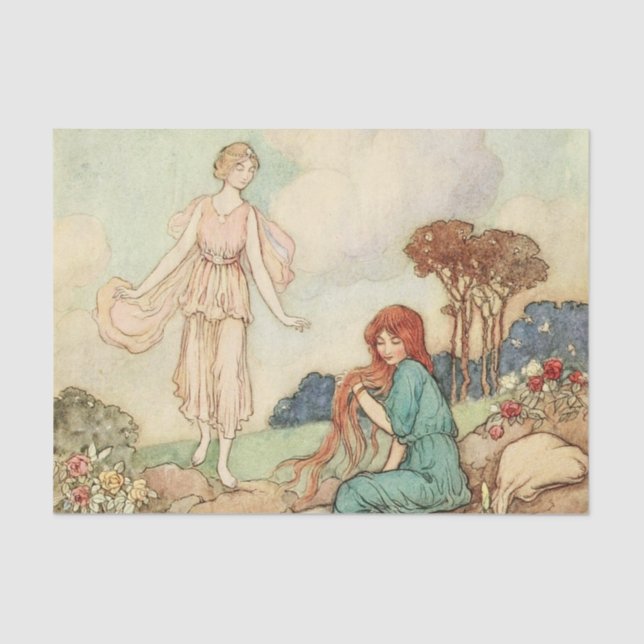 Papel De Seda Chicas de época: Desenlace de Princesa de Cabello  (Anverso)