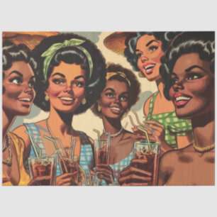 Papel De Seda Chicas de Retro Cocktail Fiesta