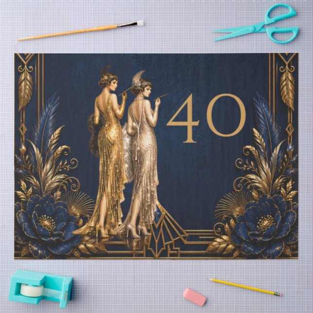 Papel De Seda Chicas flapper Art Deco 40º Gatsby decoupage (Artesanía)